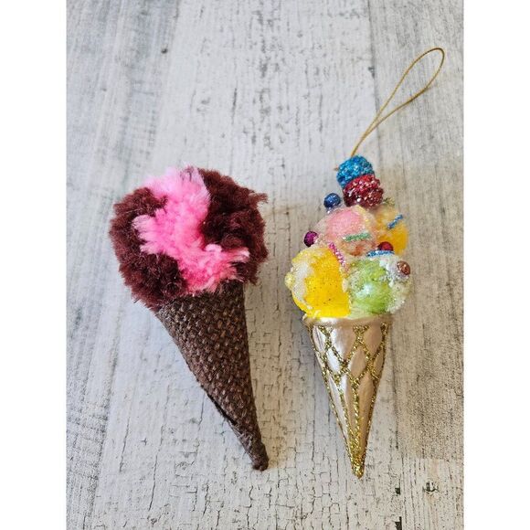 Ice cream cone sweet ornament Xmas tree set - Picture 1 of 9